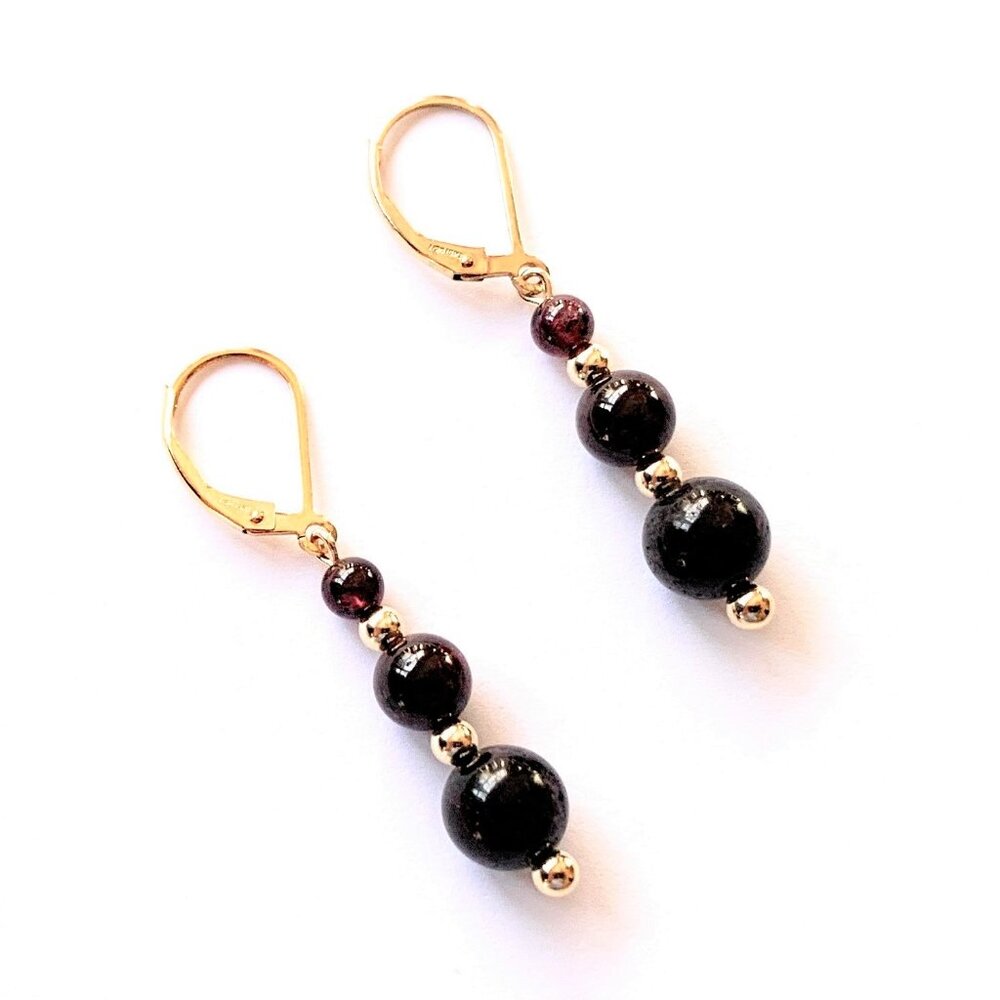 Garnet Earrings for Women on 14k Gold Filled Leverbacks Handmade in USA
